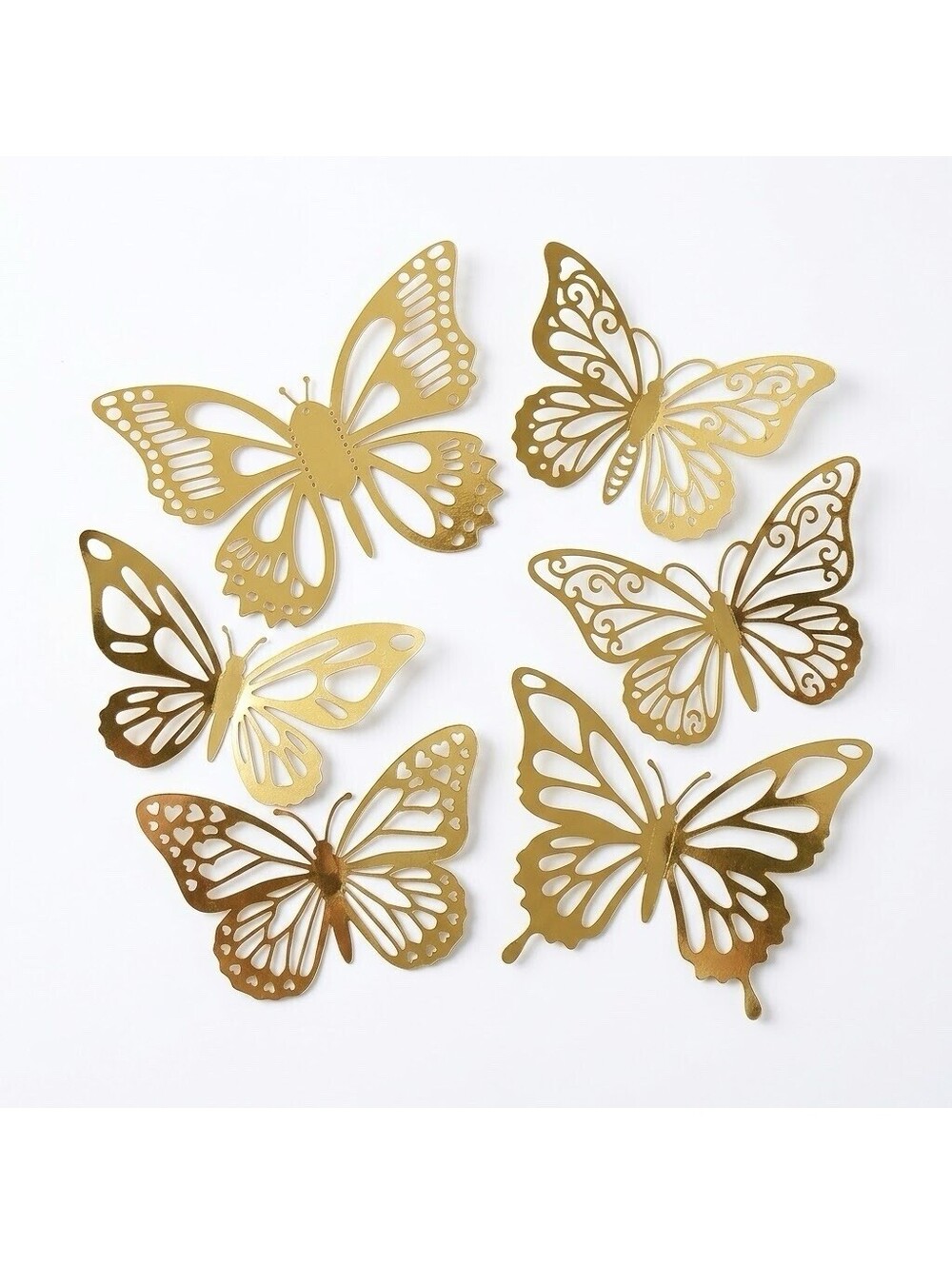 Lot of 6 Gold Butterfly Wall Decor 3D Butterfly Party Decorations